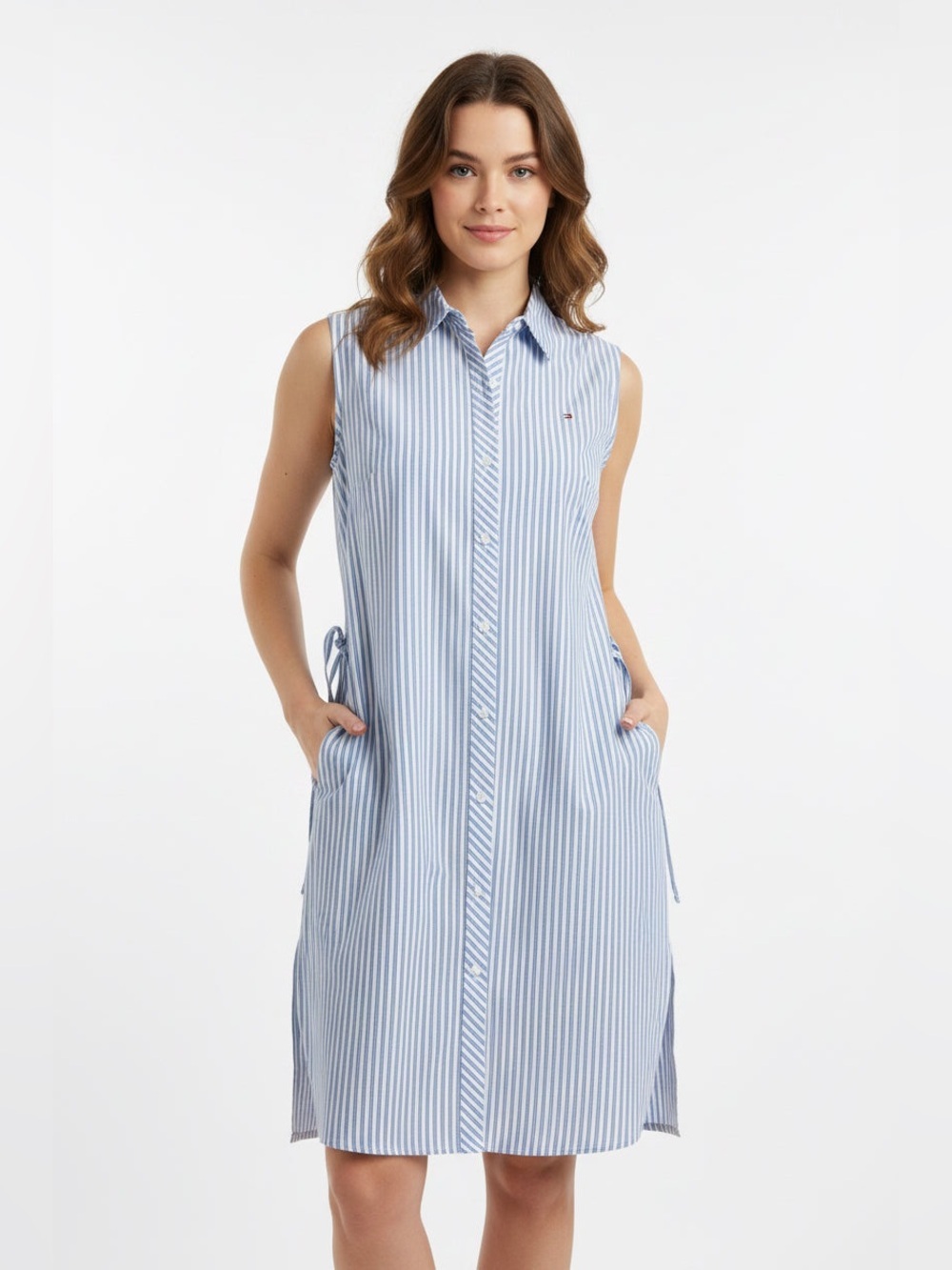 Tommy Hilfiger Light Blue & White Striped Sleeveless Coverup Dress